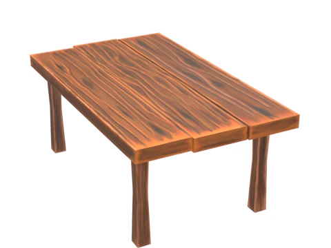 Hand Painted Wooden Table 3D Model