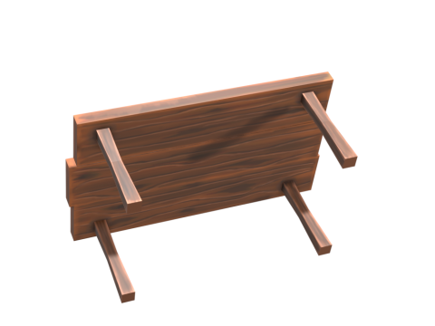 Hand Painted Wooden Table 3D Модель