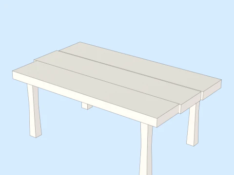 Hand Painted Wooden Table 3D Model