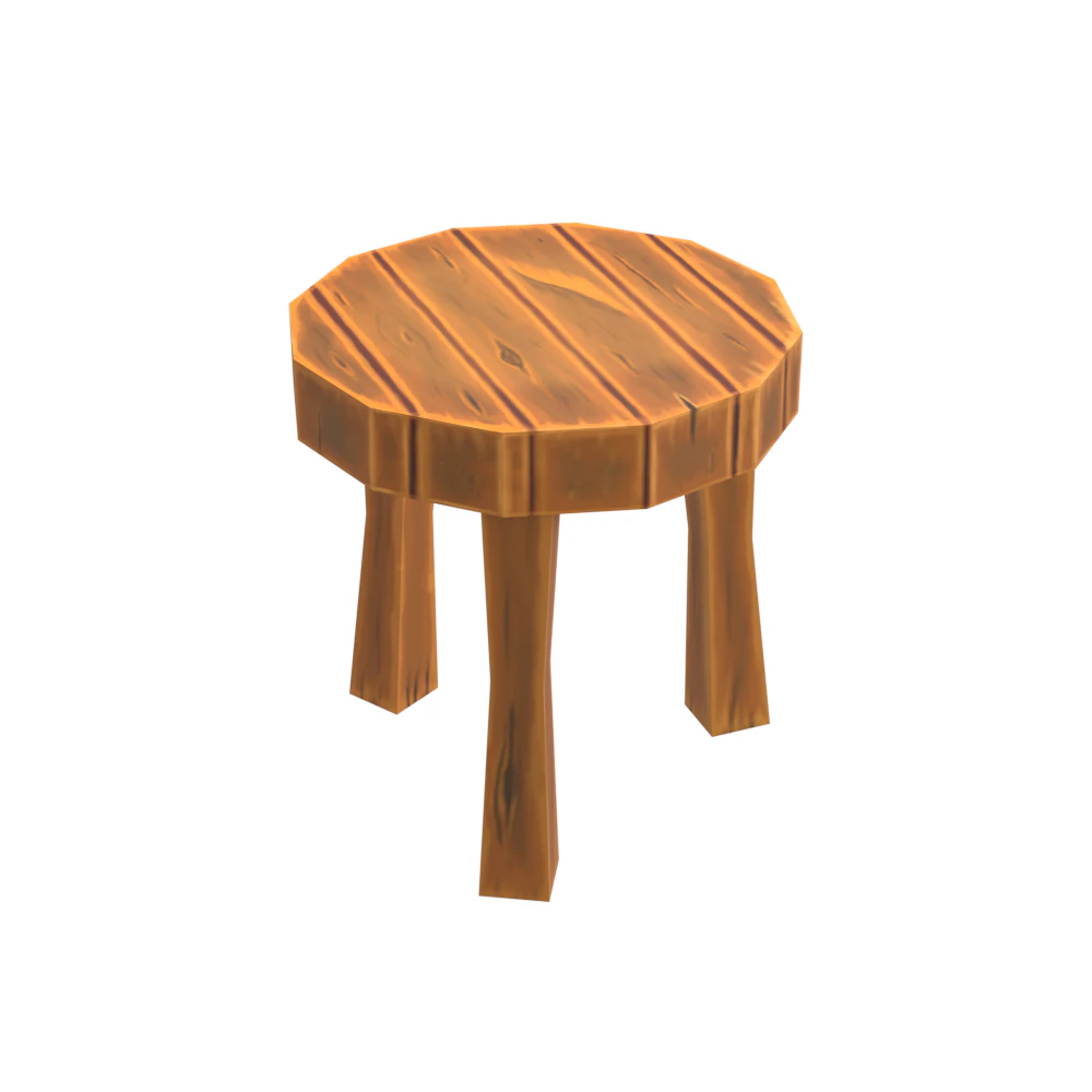Hand Painted Wooden Stool 3D Model .c4d .max .obj .3ds .fbx .stl .blend