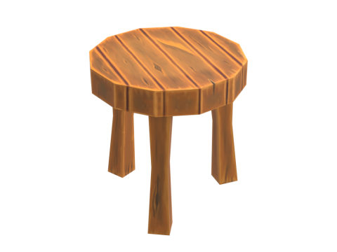 Hand Painted Wooden Stool Modelo 3D