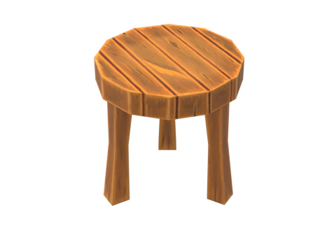 Hand Painted Wooden Stool 3D Model