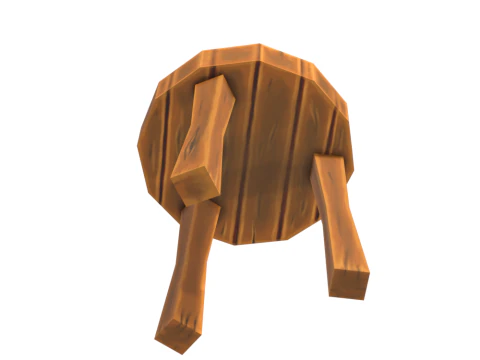 Hand Painted Wooden Stool 3D Model