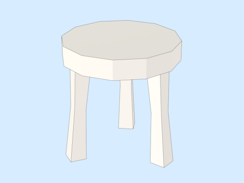 Hand Painted Wooden Stool 3D Модель