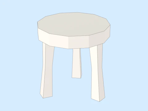 Hand Painted Wooden Stool 3D Model