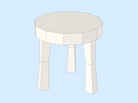 Hand Painted Wooden Stool 3D Модель