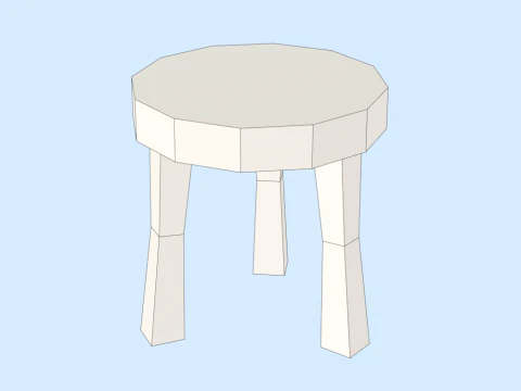 Hand Painted Wooden Stool 3D Model