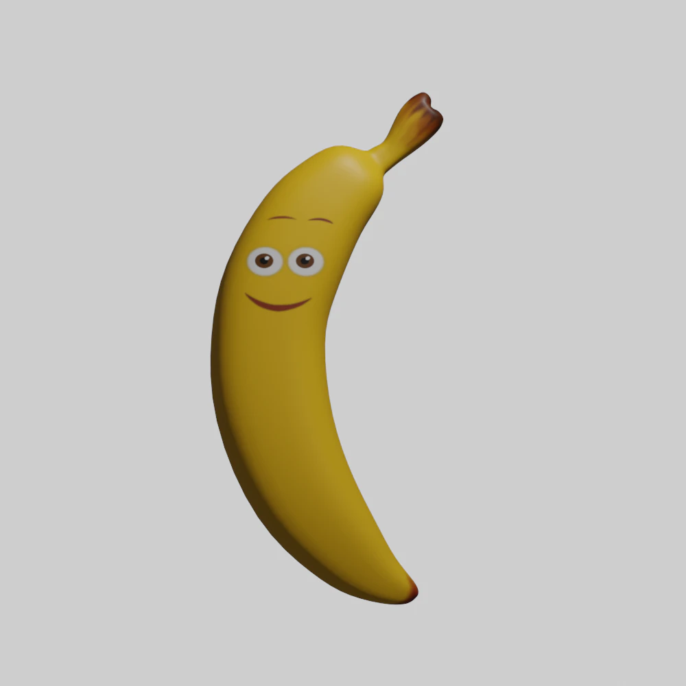 Hand Painted Banana Character 3D Model .c4d .max .obj .3ds .fbx .stl .blend 