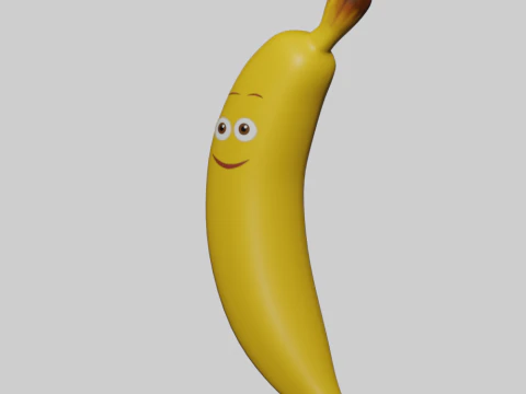 Hand Painted Banana Character 3D Model