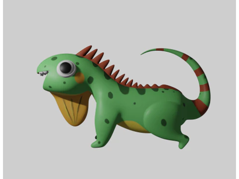 Hand Painted Iguana 3D Model