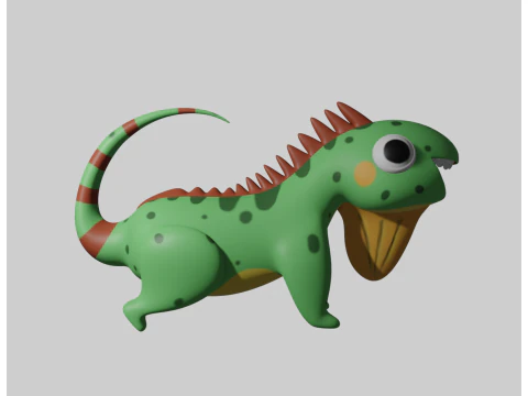Hand Painted Iguana 3D Model