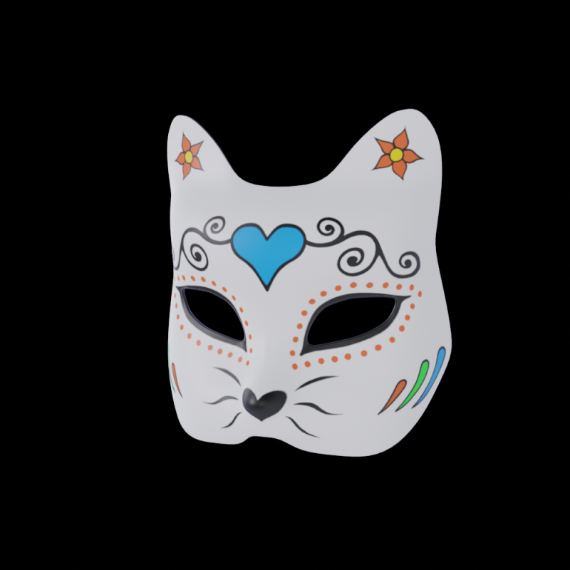 Hand Painted Cat Mask 3D Model .c4d .max .obj .3ds .fbx .stl .blend