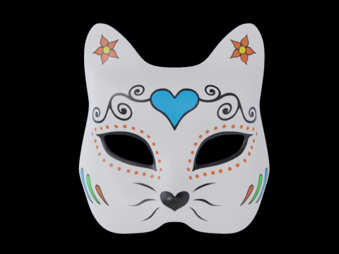 Hand Painted Cat Mask 3D Model