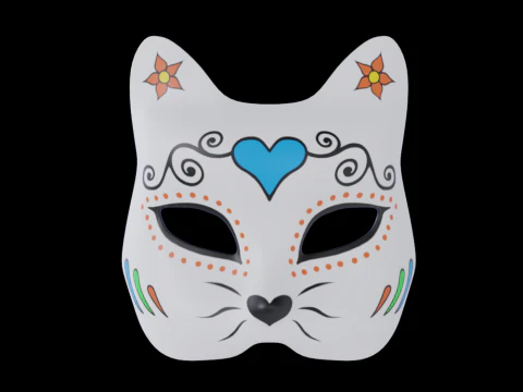 Hand Painted Cat Mask 3D Model