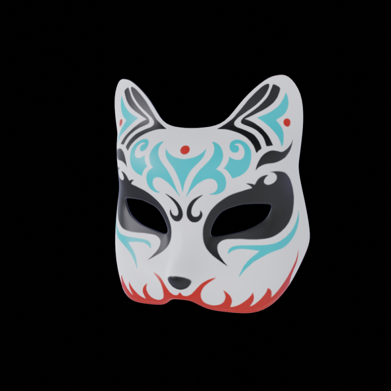 Hand Painted Cat Mask 3Dモデル .c4d .max .obj .3ds .fbx .stl .blend