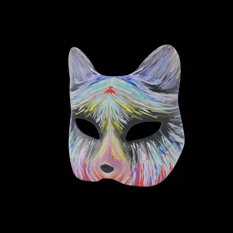 Hand Painted Cat Mask Model 3D .c4d .max .obj .3ds .fbx .stl .blend