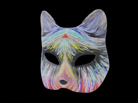 Hand Painted Cat Mask 3D Model