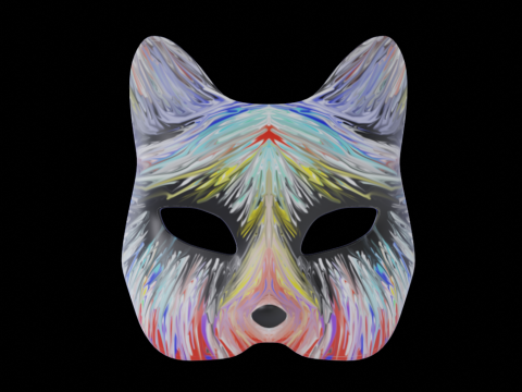 Hand Painted Cat Mask Model 3D
