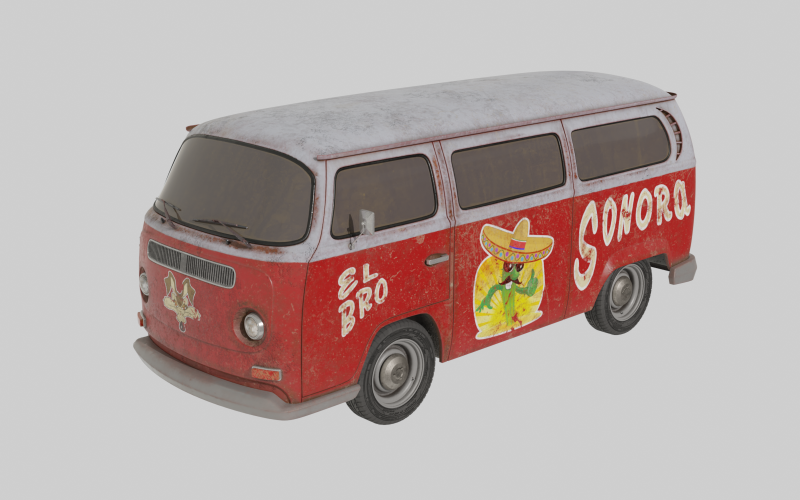 Retro Van 3D Model .c4d .max .obj .3ds .fbx .stl .blend 