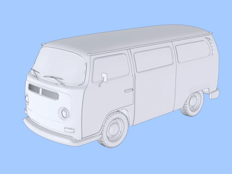 furgoneta retra Modelo 3D