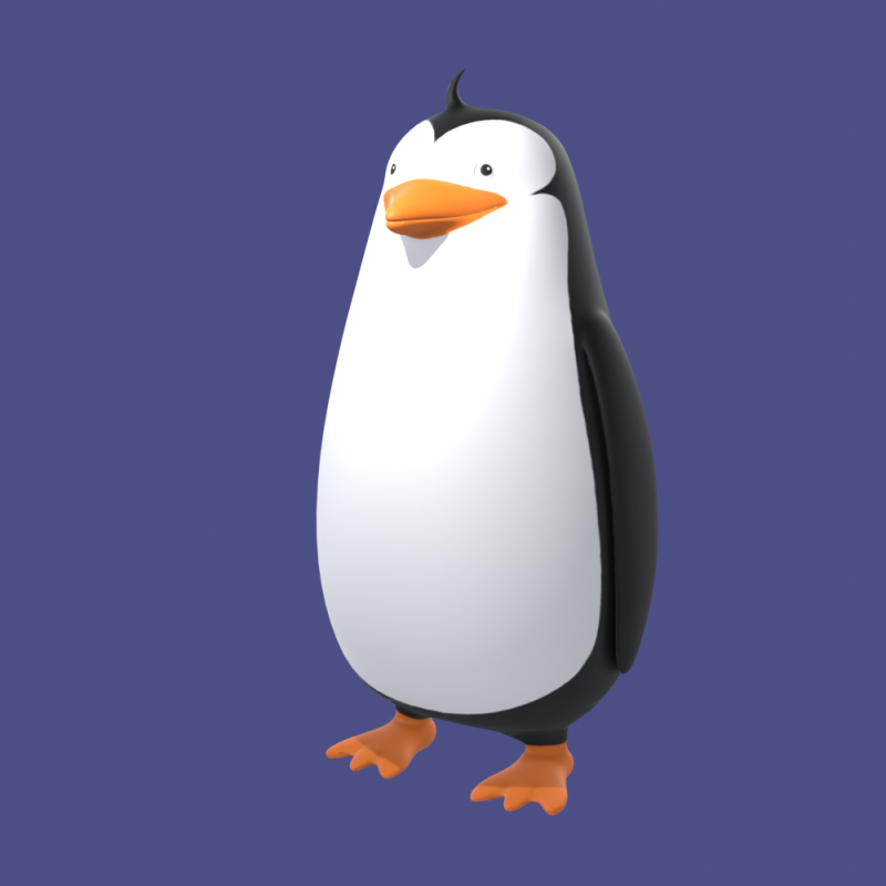 Hand Painted Penguin Model 3D .c4d .max .obj .3ds .fbx .stl .blend