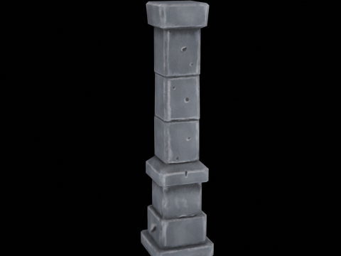 Hand Painted Pillar 3D Model