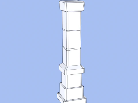Hand Painted Pillar 3D Model