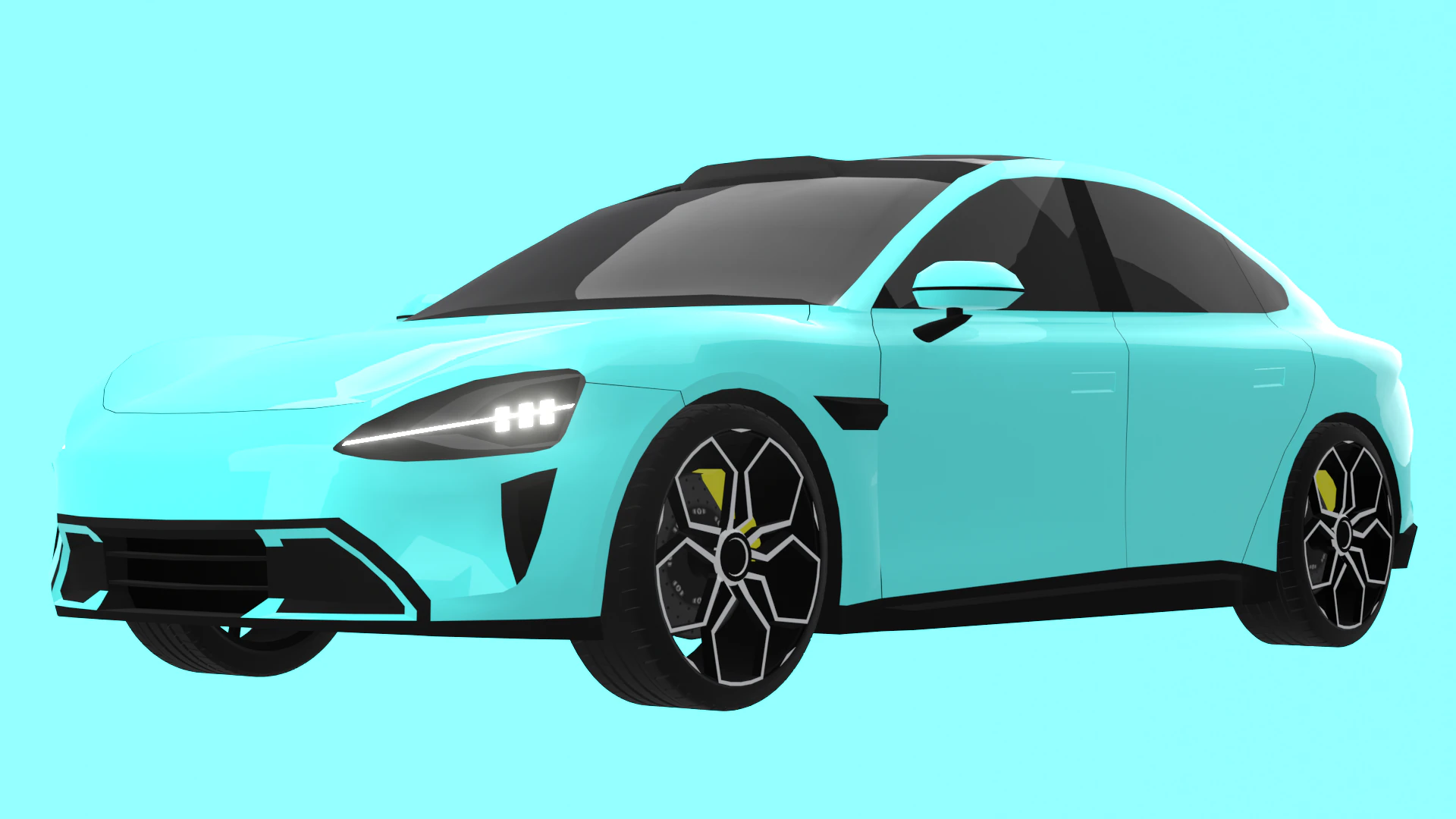 Electric Sedan 3D Model .c4d .max .obj .3ds .fbx .stl .blend 