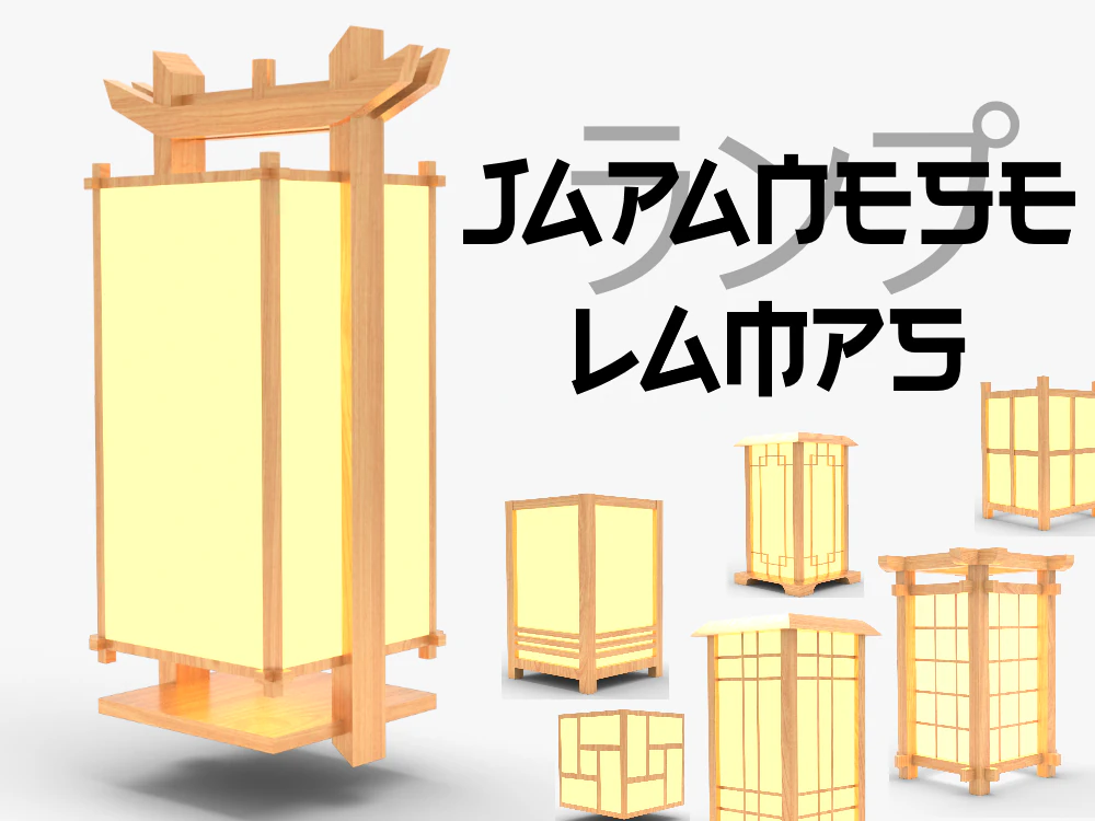 Japanese Lamps Pack 3D Model .c4d .max .obj .3ds .fbx .stl .blend