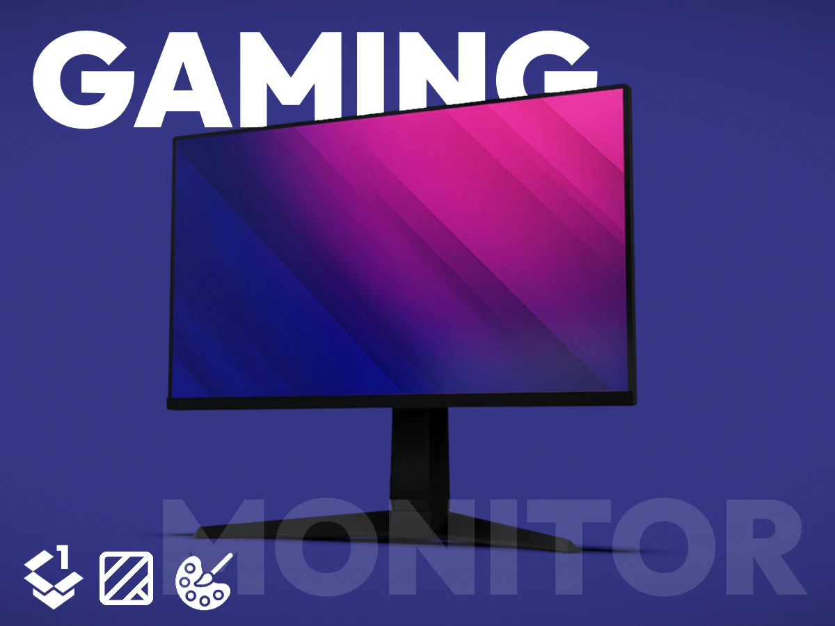 Gaming Monitor - Low Poly 3D Model .c4d .max .obj .3ds .fbx .stl .blend 