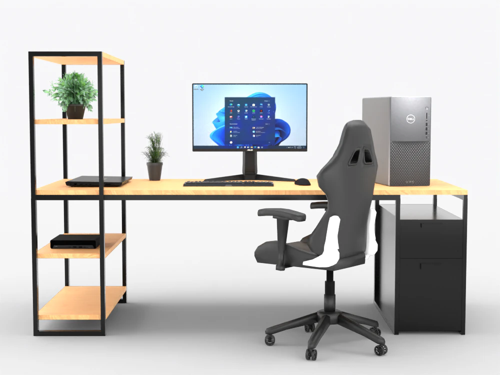 Wooden Desk 3D Model .c4d .max .obj .3ds .fbx .stl .blend