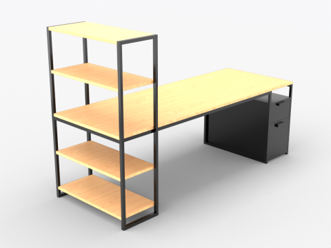 Wooden Desk Model 3D