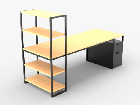 Wooden Desk 3D Model