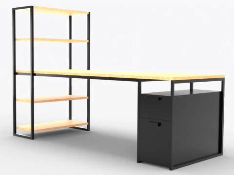 Wooden Desk 3D Model