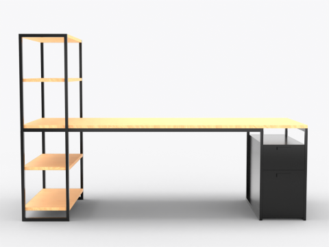 Wooden Desk Model 3D