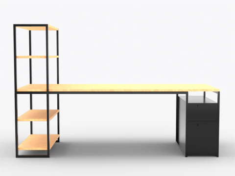 Wooden Desk 3D Model