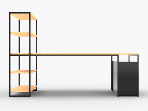 Wooden Desk Model 3D