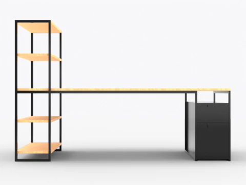 Wooden Desk 3D Model