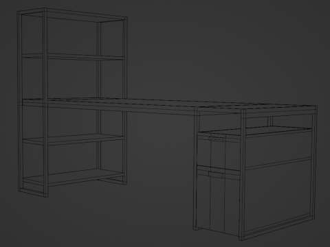 Wooden Desk Model 3D