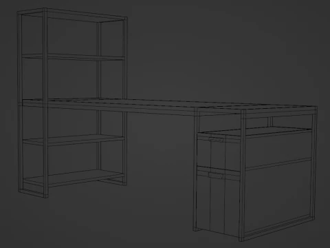 Wooden Desk 3D Model