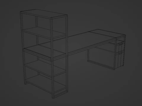 Wooden Desk 3D Model