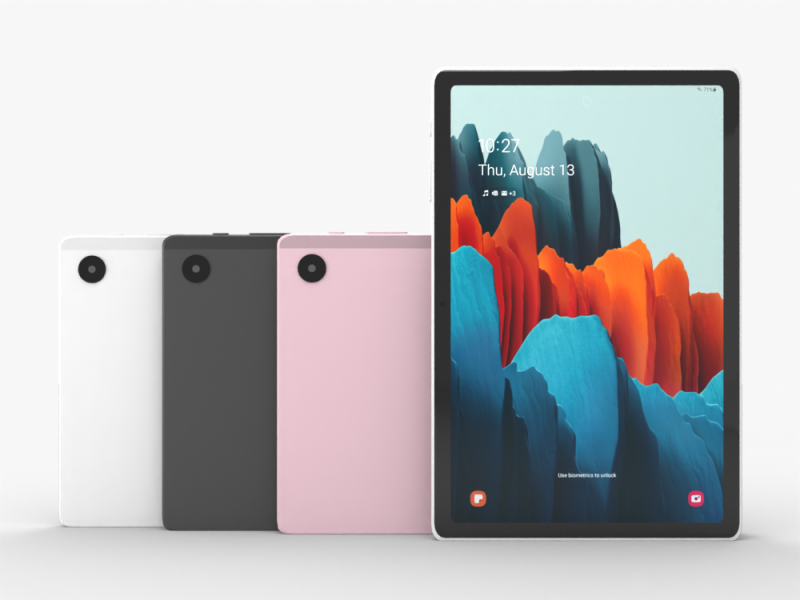Samsung Tab A8 tablet 3D Model .c4d .max .obj .3ds .fbx .stl .blend