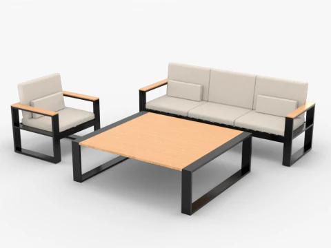 Nowoczesny minimalistyczny zestaw wypoczynkowy Model 3D