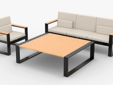 Modern Minimalist Sofa Set 3D Model