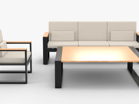 Modern Minimalist Sofa Set 3D Model