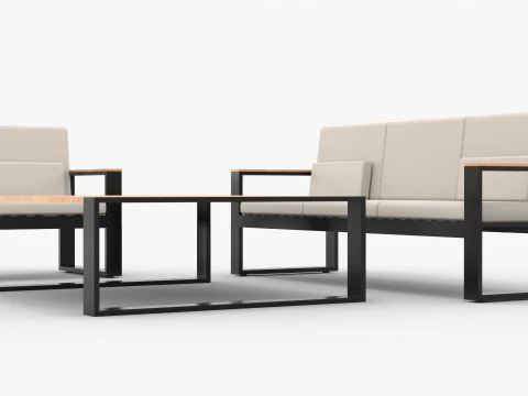 Modern Minimalist Sofa Set 3D Model