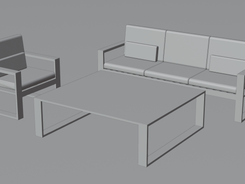Modern Minimalist Sofa Set Model 3D