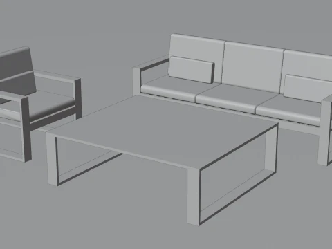 Modern Minimalist Sofa Set 3D Model