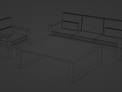 Modern Minimalist Sofa Set Model 3D