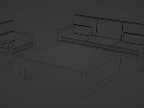 Modern Minimalist Sofa Set 3D Model